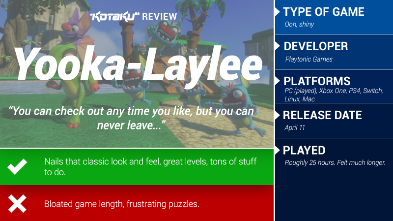 Illustration for article titled Yooka-Laylee: The Kotaku Review